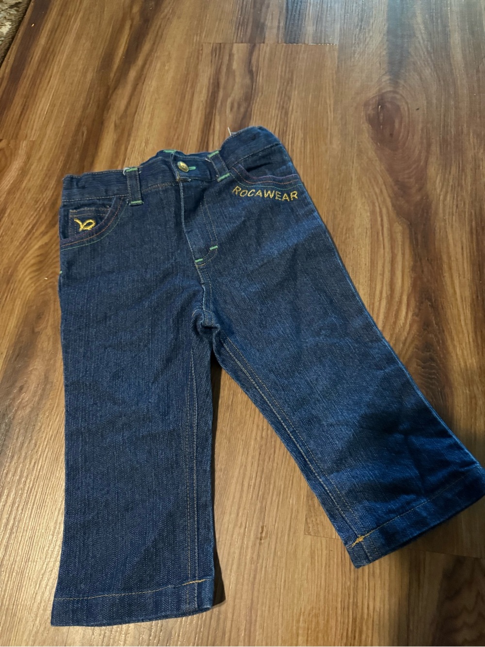 Rocawear Kids Navy Denim Jeans with Yellow Accent